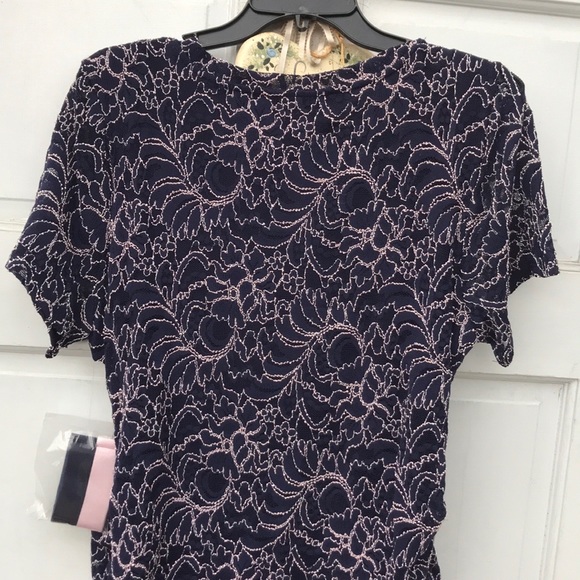 NWT Motherhood Maternity Lace Gender Reveal NAVY BLUE Dress Pink Embroidery 1X - Picture 7 of 9